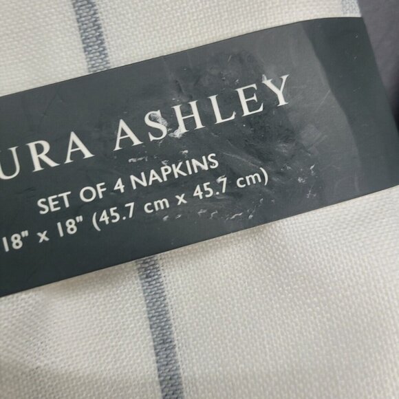 Laura Ashley NEW 8 white Black napkin set easy care Holiday shabby Chic Classic - Picture 2 of 3